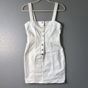 Buddy Love White Denim Button Mini Dress Small Summer‎ Festival Western